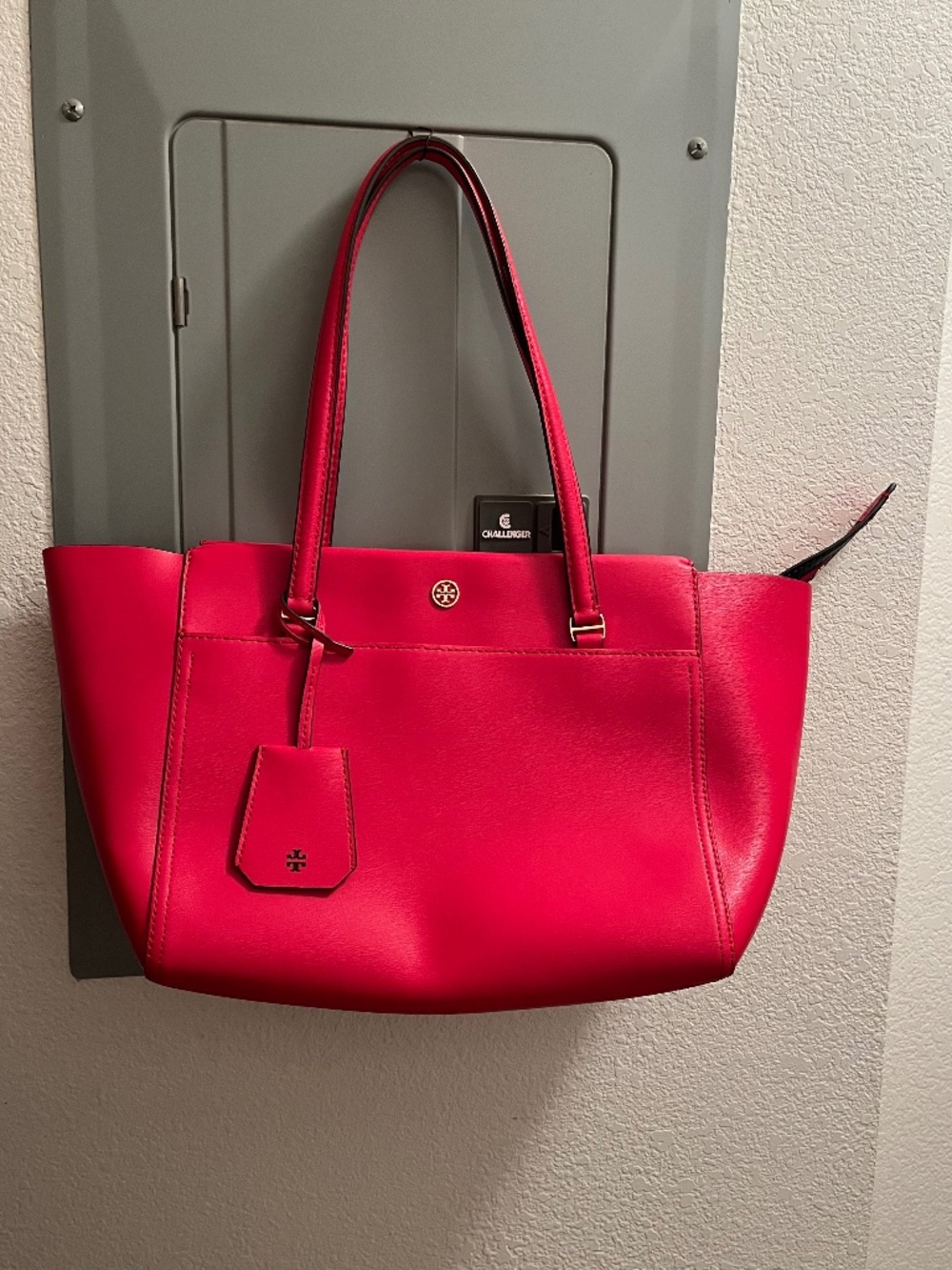TORY BURCH red Saffiano Leather Tote purse handbag